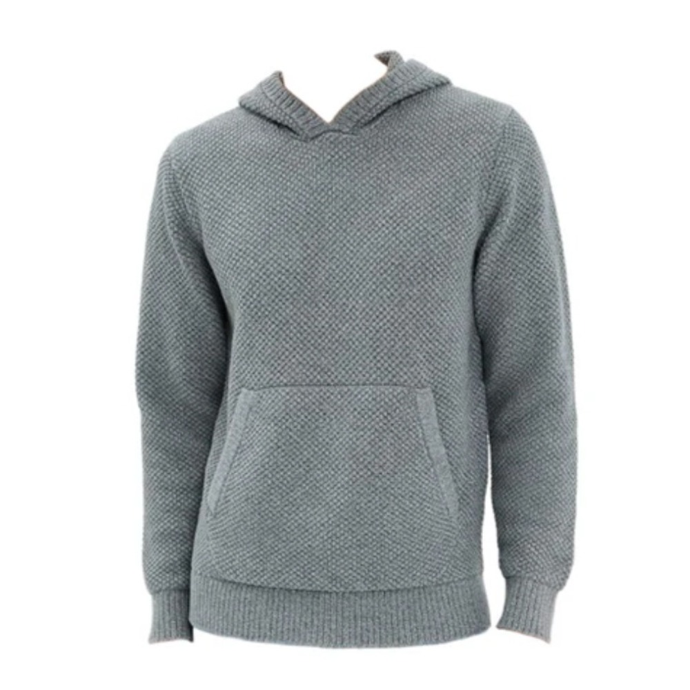 Taylor Stitch The Crawford Sweater Hoodie Deep Sea Blue Grey Knit Mens 42 L NWT